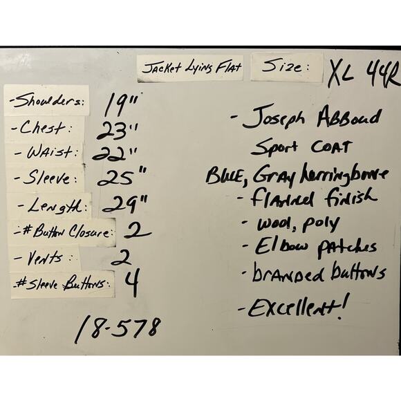 Joseph Abboud XL 44R Mens Blue Gray Herringbone Tweed Blazer Sport Coat Jacket - Picture 9 of 14